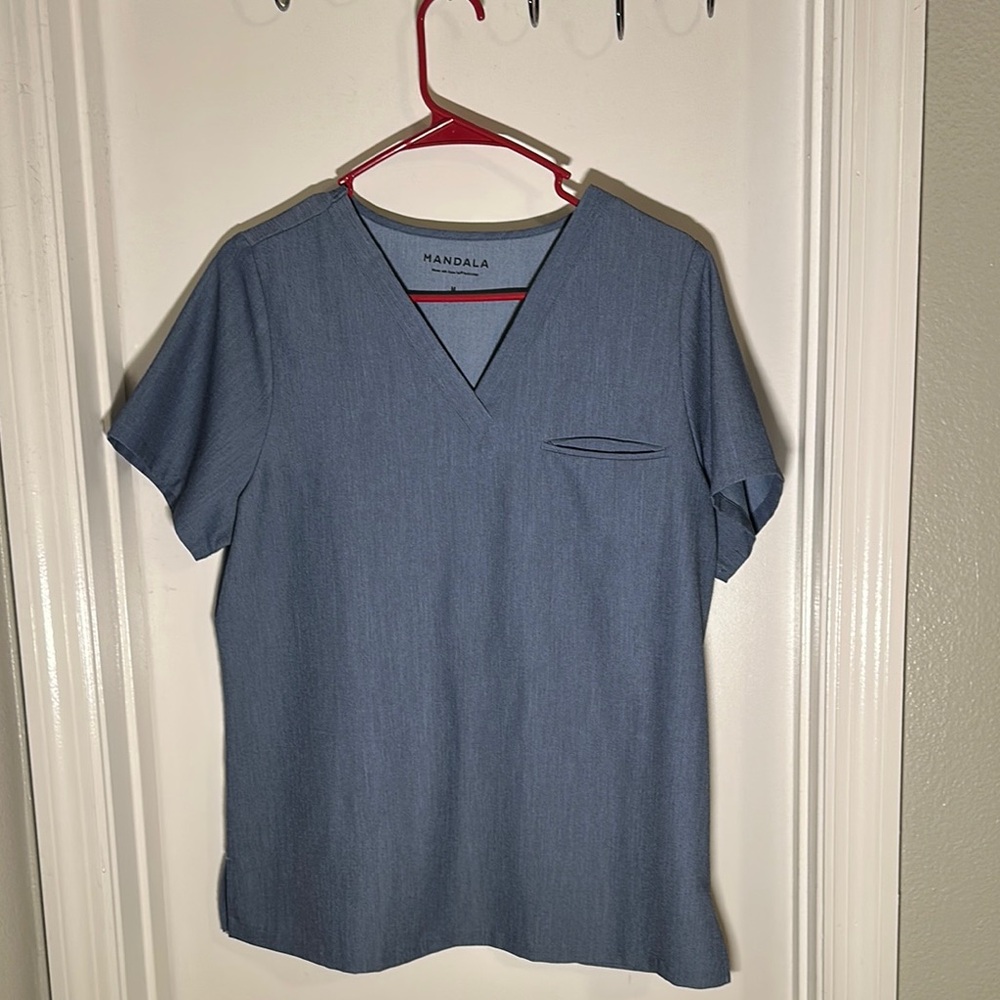 Mandala Blue V-Neck Top